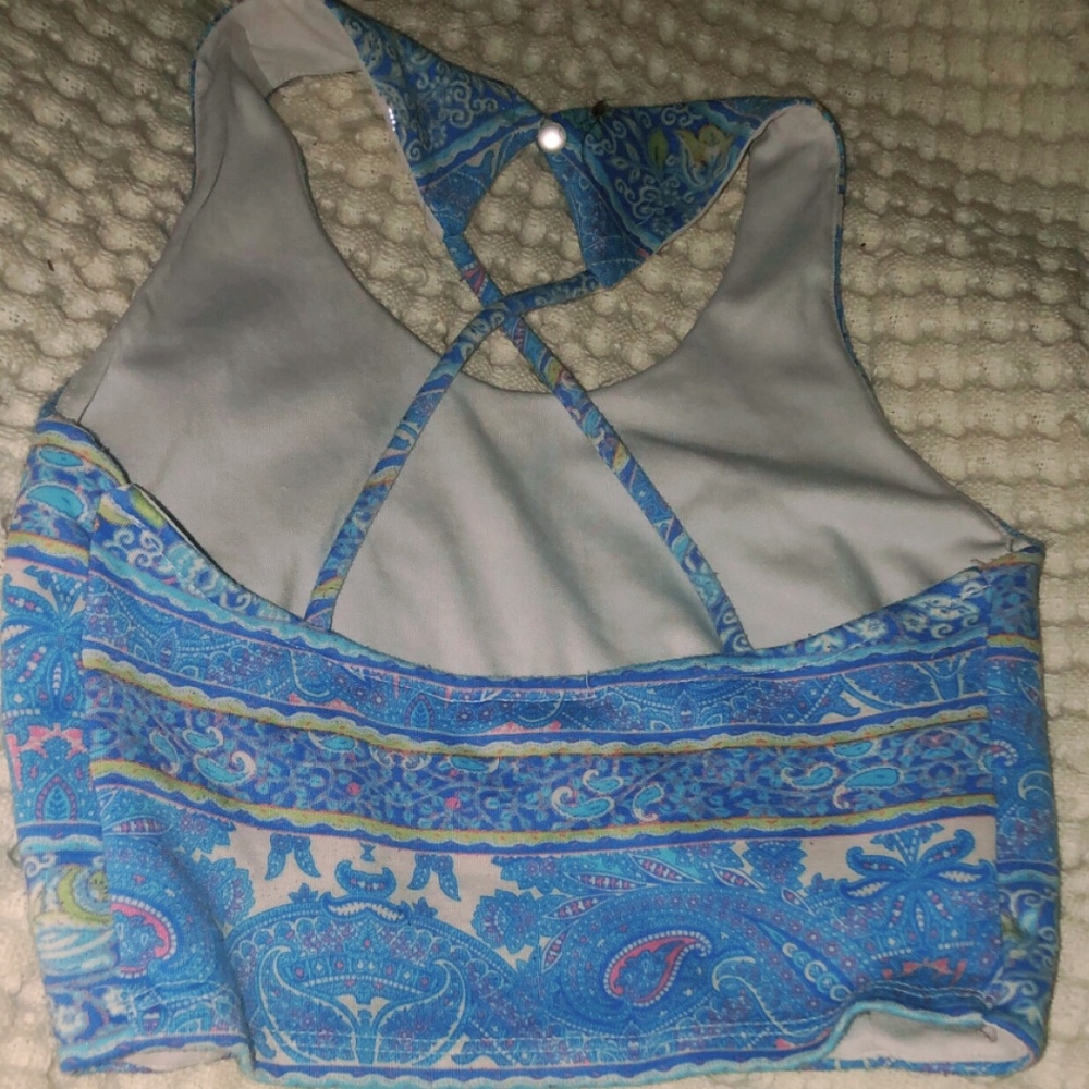 CHARLOTTE RUSSE blue crop top strappy open back